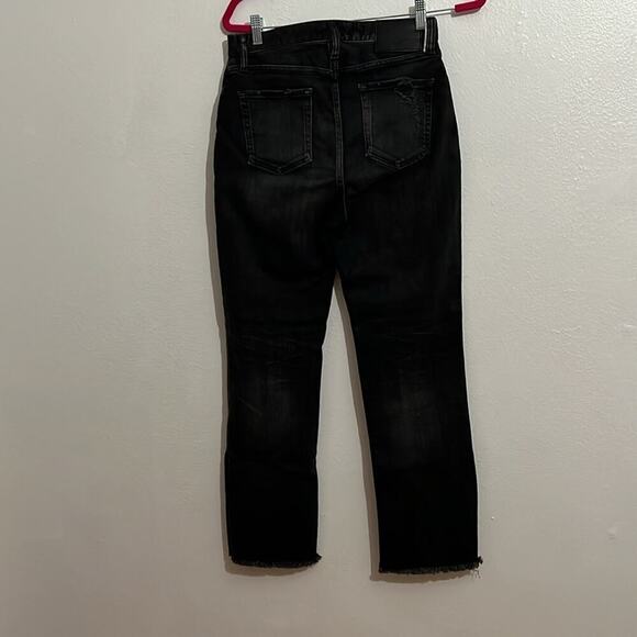 Authentic Moussy VTG Jeans 28 Black High Rise Straight Leg Raw Edge Distressed - Picture 5 of 9